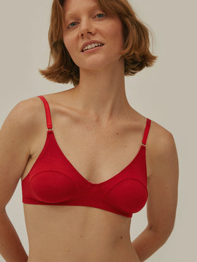 Red soft cup bra