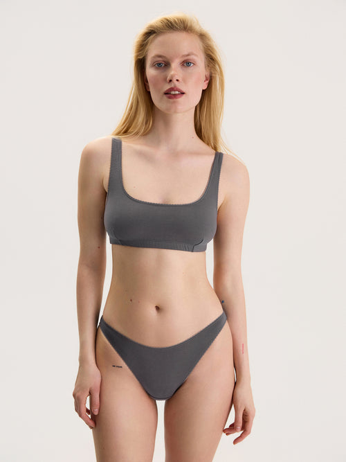 Baumwoll-Bikini in Graphit