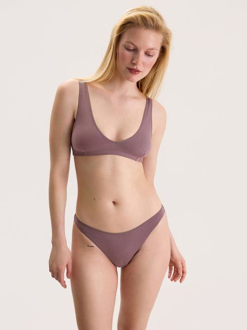 Baumwoll-Bikini in Brombeerlila