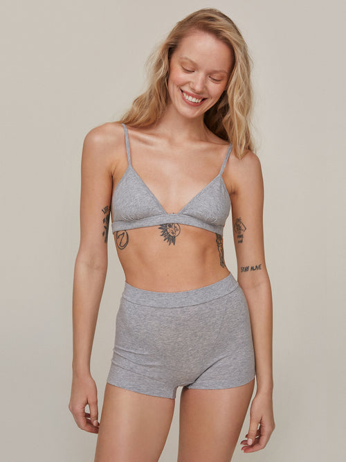Grey Melange High Waist Boxers