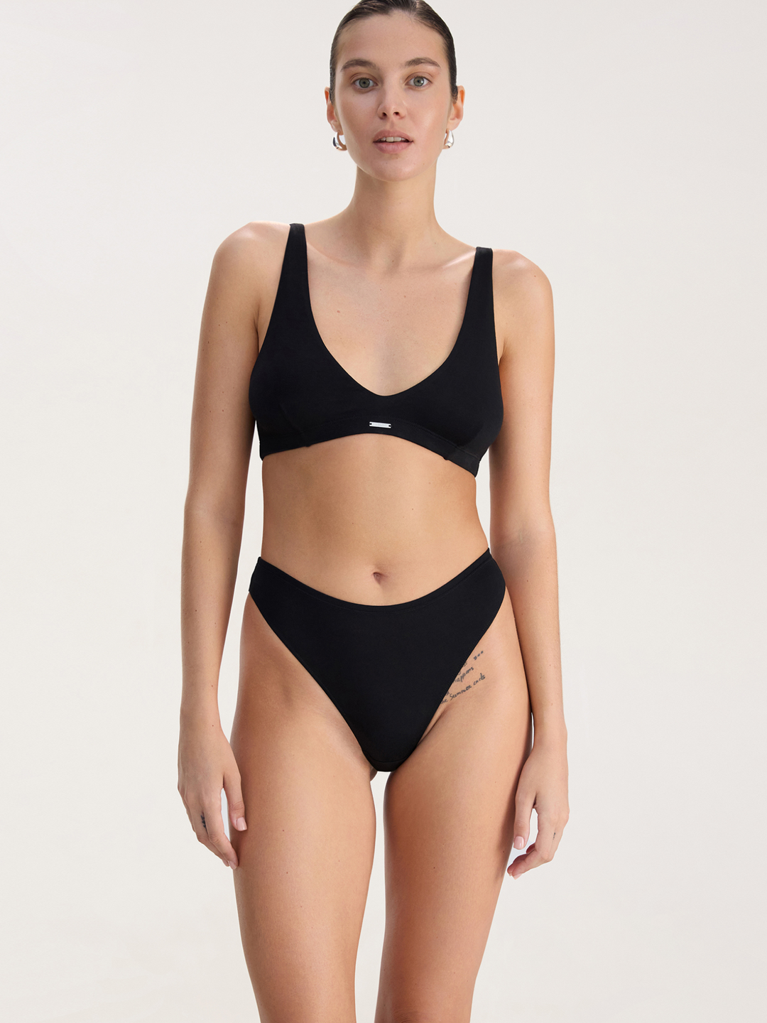Black V-shape Thong