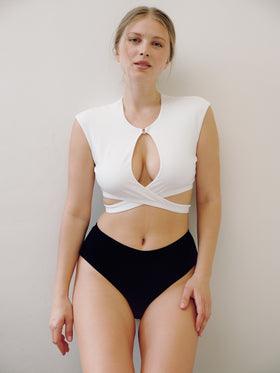 Elfenbeinfarbenes Wickeltop Margo