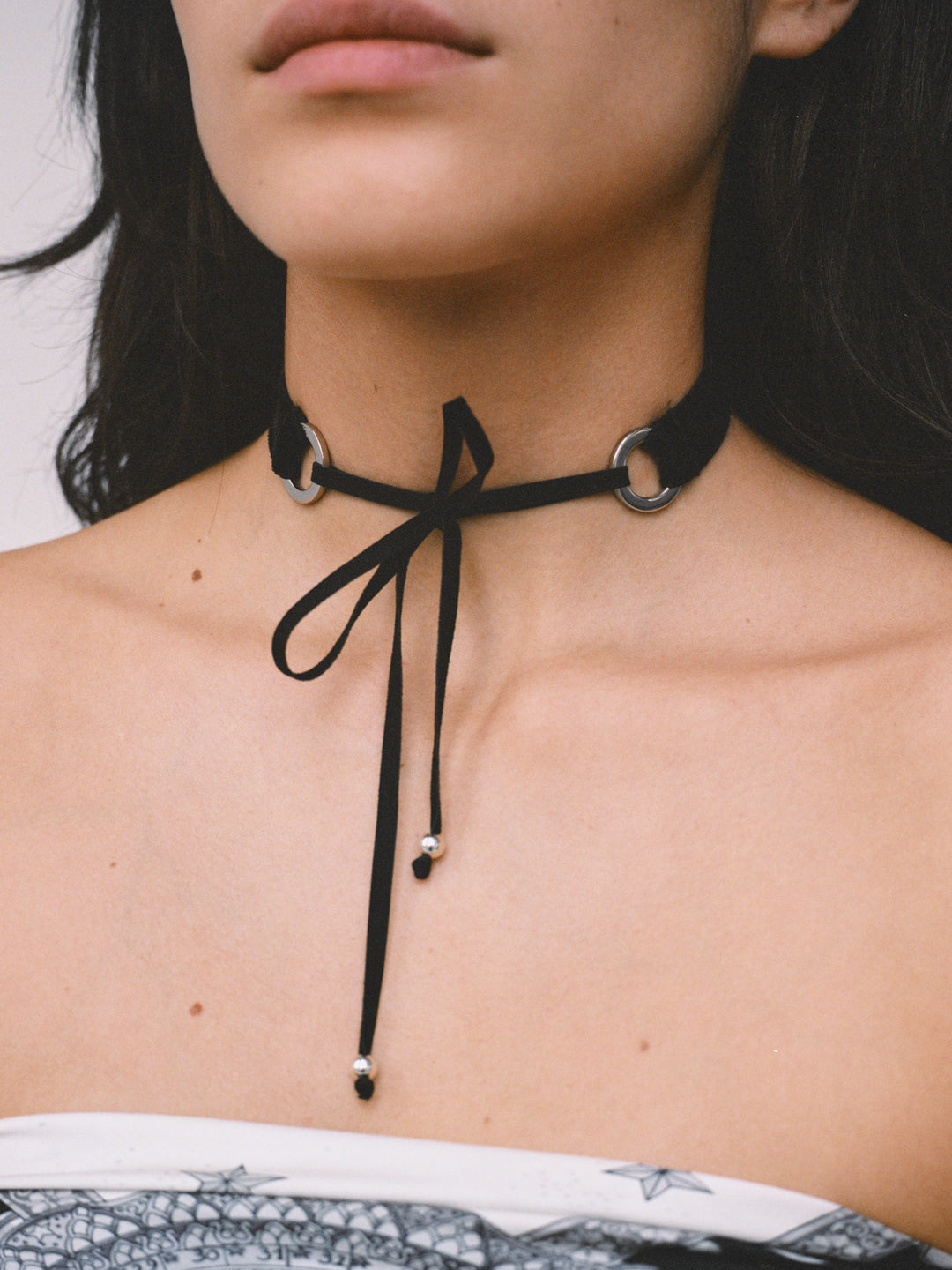 Black Lace-Up Choker Necklace