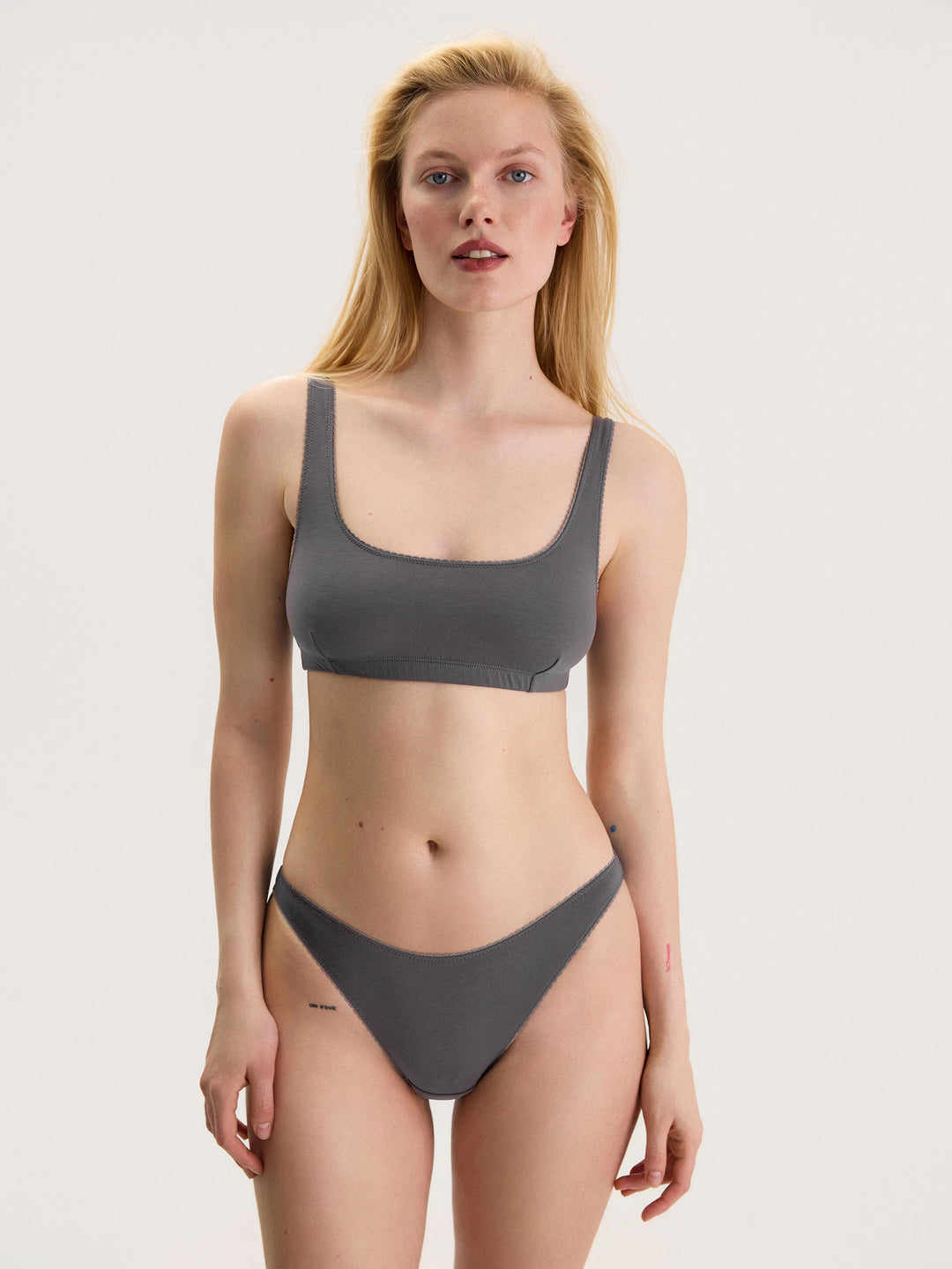 Baumwoll-Bikini in Graphit